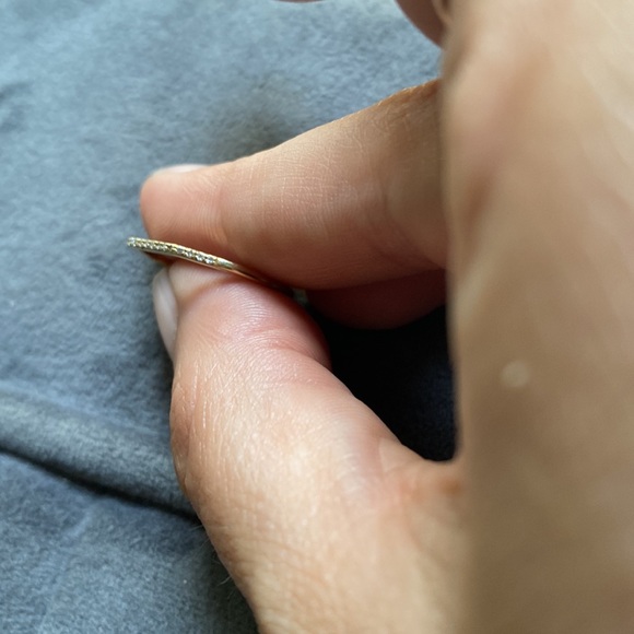 REAL DIAMONDS solid YELLOW GOLD ring  6.5 6 1/2 band pavè diamond stones kt - Picture 6 of 13